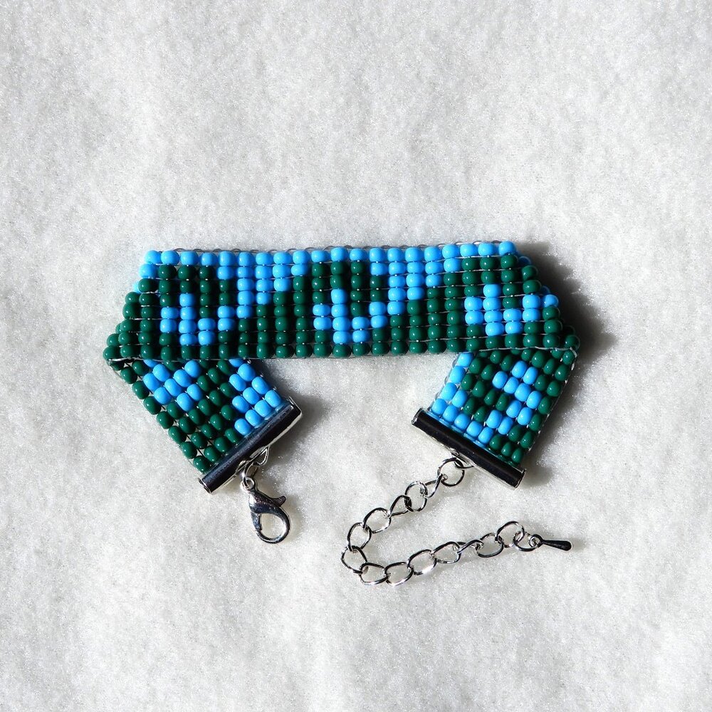 Tulane bead bracelet, handmade, adjustable length, gameday